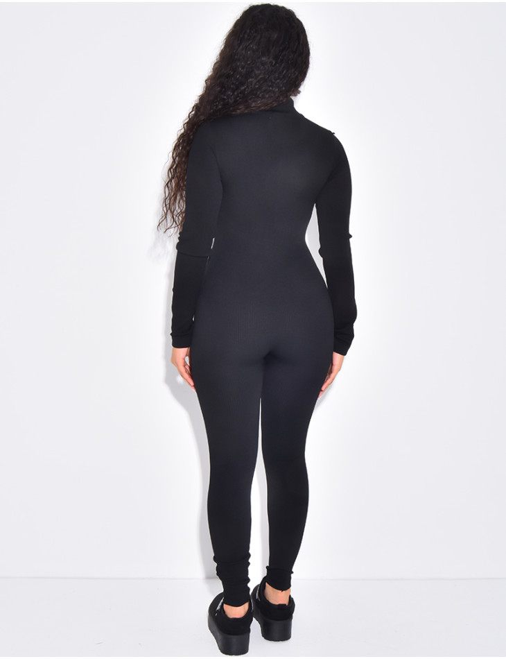 Combinaison longue côtelée