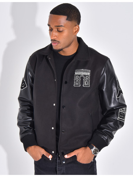 Veste bi-matière avec arc de triomphe