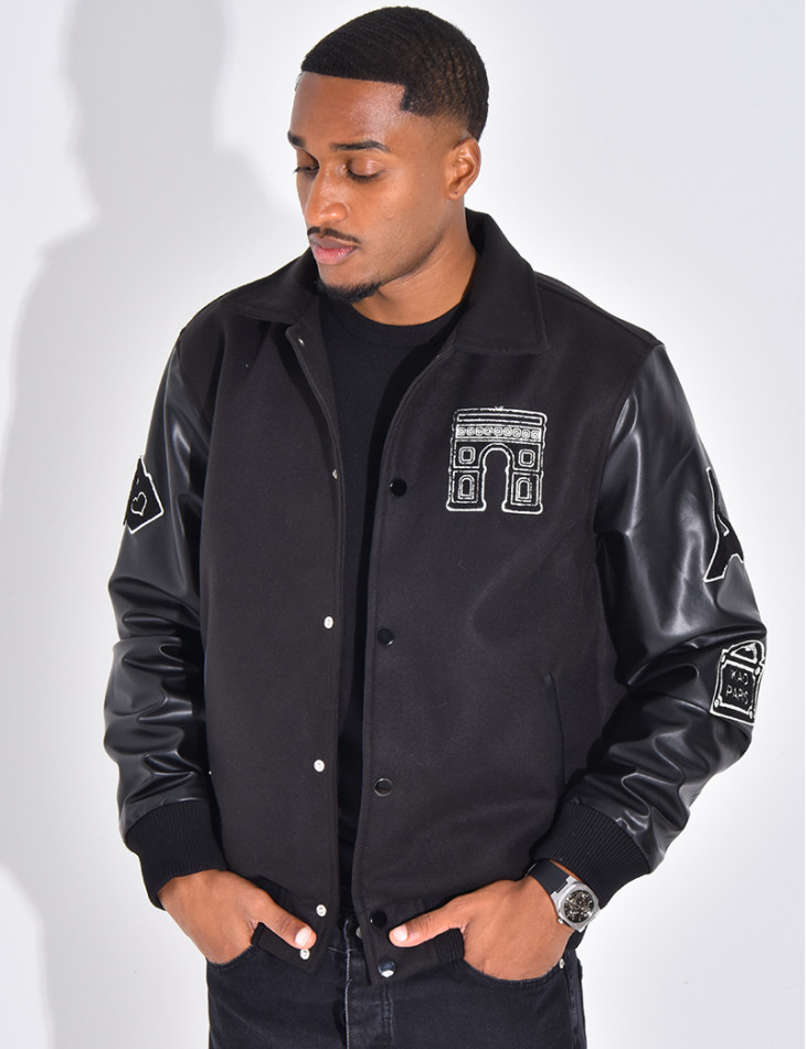 Veste bi-matière avec arc de triomphe