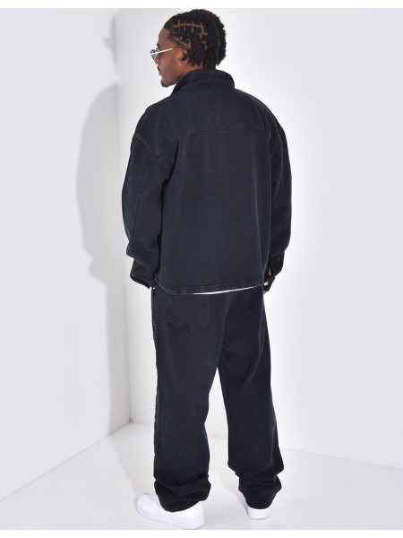 Ensemble en jeans à empiècements contrastants pantalon et veste