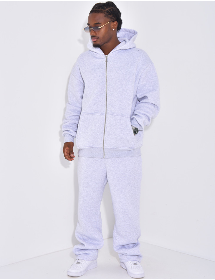 Ensemble de jogging uni pantalon et veste à capuche