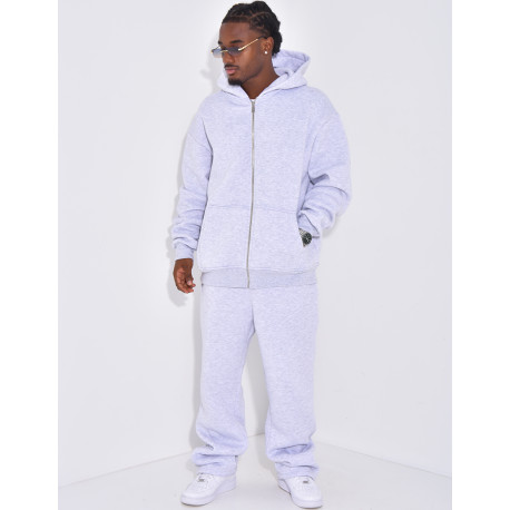 Ensemble de jogging uni pantalon et veste à capuche