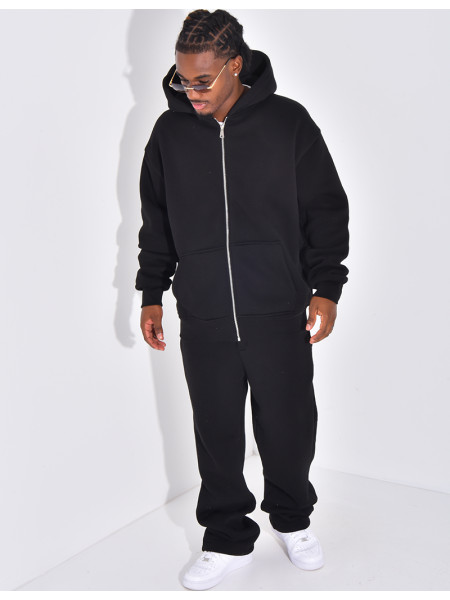 Ensemble de jogging uni pantalon et veste à capuche