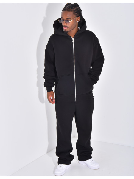 Ensemble de jogging uni pantalon et veste à capuche