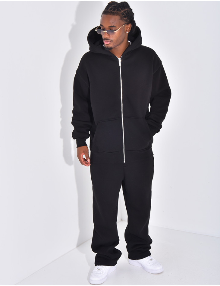 Ensemble de jogging uni pantalon et veste à capuche