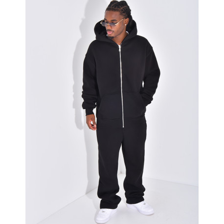 Ensemble de jogging uni pantalon et veste à capuche