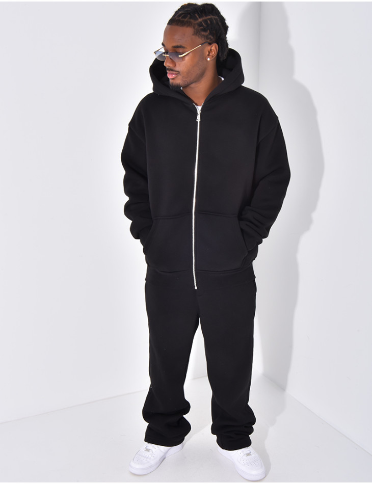 Ensemble de jogging uni pantalon et veste à capuche