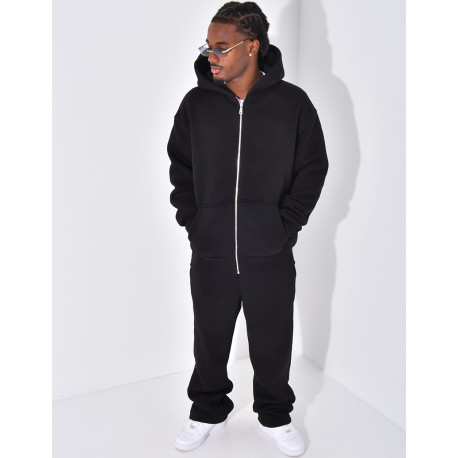 Ensemble de jogging uni pantalon et veste à capuche