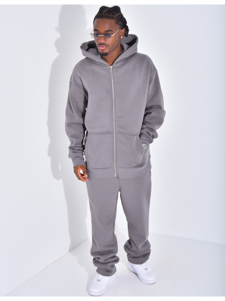 Ensemble de jogging uni pantalon et veste à capuche