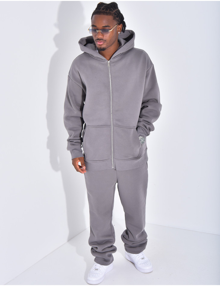 Ensemble de jogging uni pantalon et veste à capuche