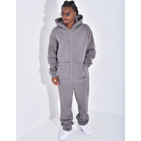 Ensemble de jogging uni pantalon et veste à capuche
