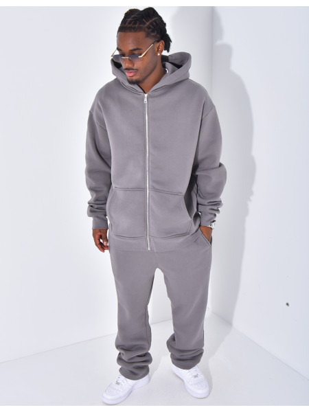 Ensemble de jogging uni pantalon et veste à capuche