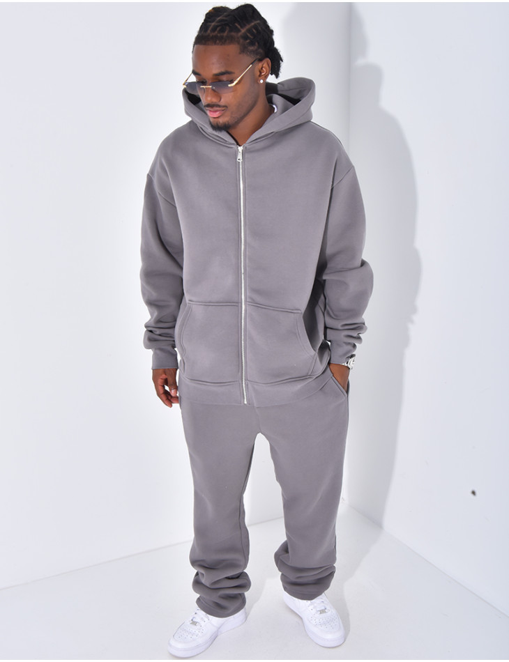 Ensemble de jogging uni pantalon et veste à capuche