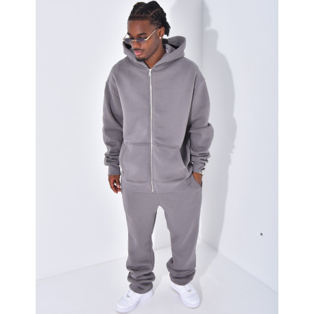Ensemble de jogging uni pantalon et veste à capuche