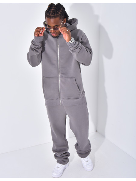 Ensemble de jogging uni pantalon et veste à capuche