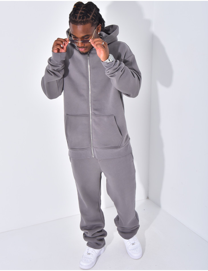Ensemble de jogging uni pantalon et veste à capuche