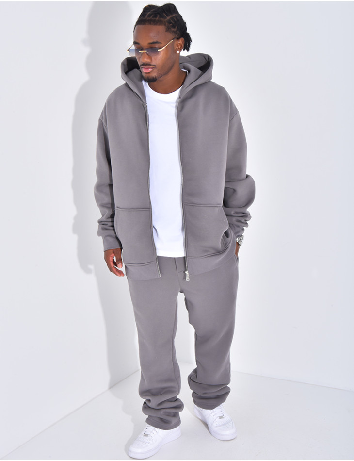 Ensemble de jogging uni pantalon et veste à capuche