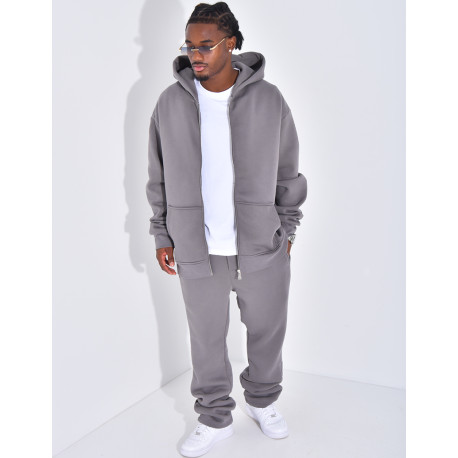 Ensemble de jogging uni pantalon et veste à capuche