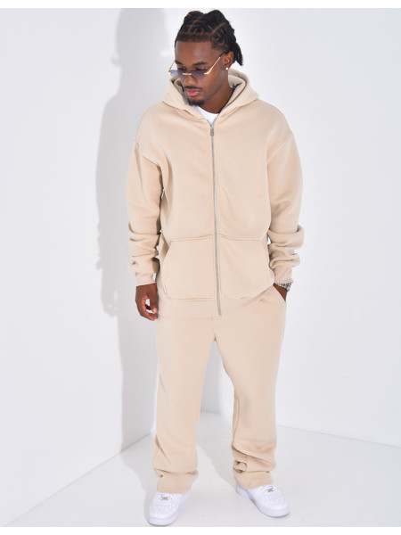 Ensemble de jogging uni pantalon et veste à capuche