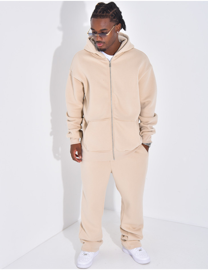 Ensemble de jogging uni pantalon et veste à capuche