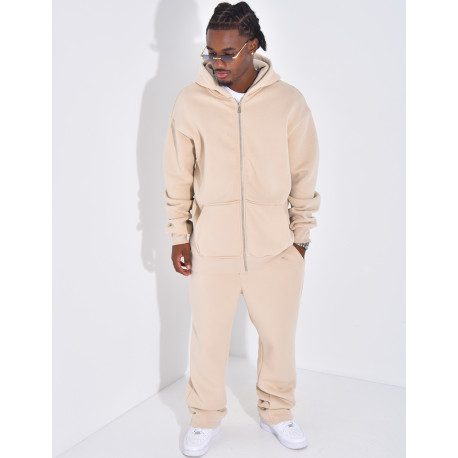 Ensemble de jogging uni pantalon et veste à capuche