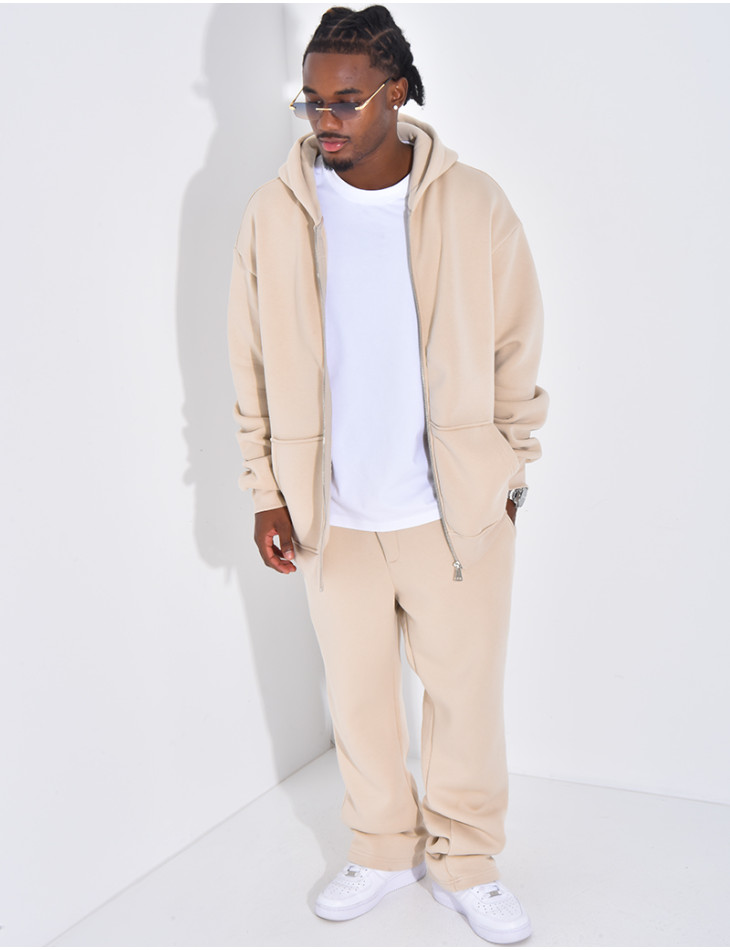 Ensemble de jogging uni pantalon et veste à capuche