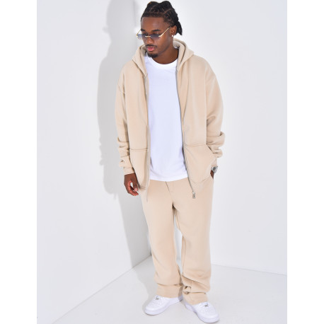 Ensemble de jogging uni pantalon et veste à capuche