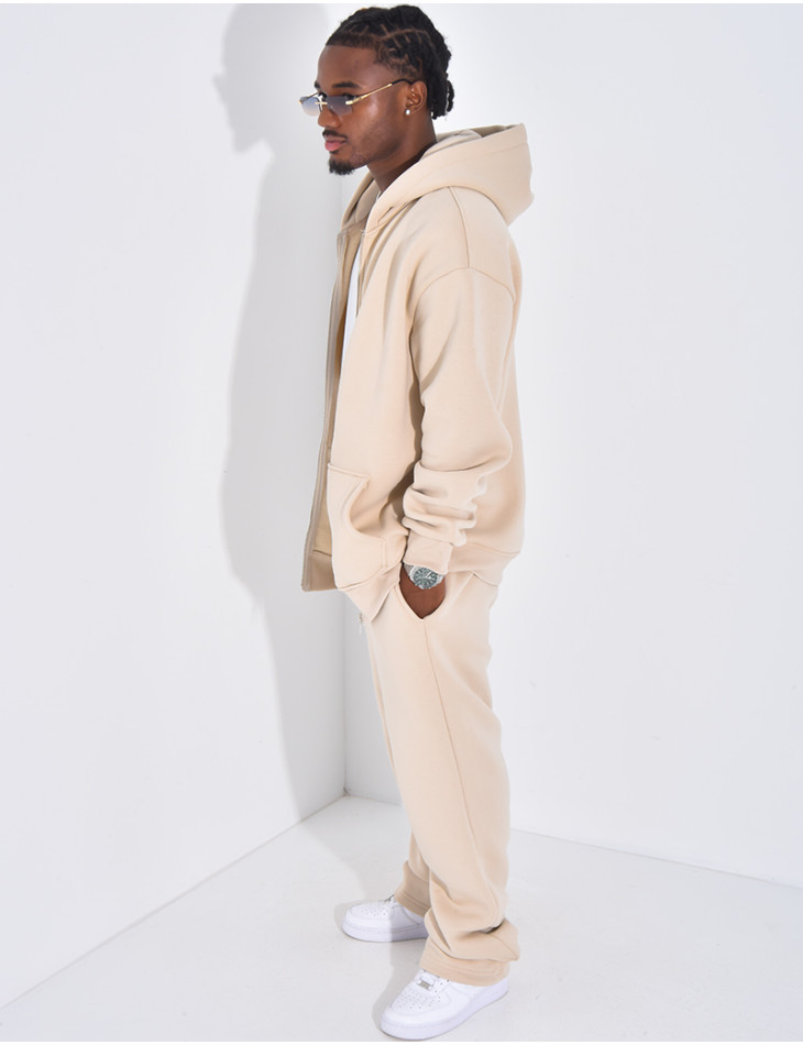 Ensemble de jogging uni pantalon et veste à capuche