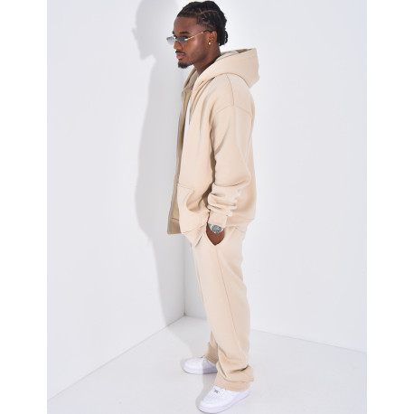 Ensemble de jogging uni pantalon et veste à capuche