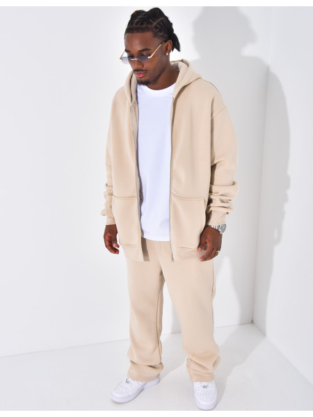 Ensemble de jogging uni pantalon et veste à capuche