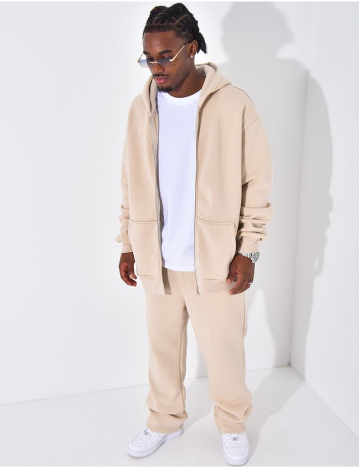 Ensemble de jogging uni pantalon et veste à capuche