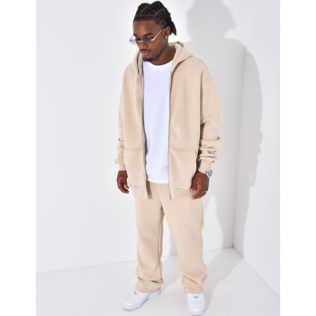 Ensemble de jogging uni pantalon et veste à capuche