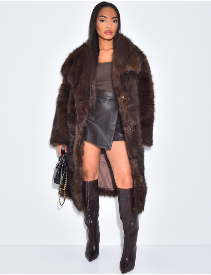 Long oversized faux fur coat