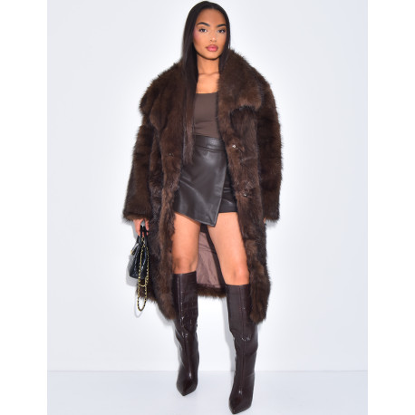 Long oversized faux fur coat