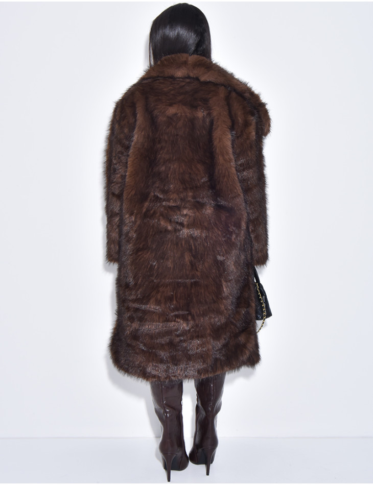 Langer Oversize-Mantel aus Kunstfell