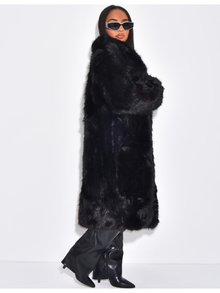 Langer Oversize-Mantel aus Kunstfell