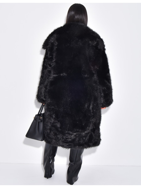 Langer Oversize-Mantel aus Kunstfell