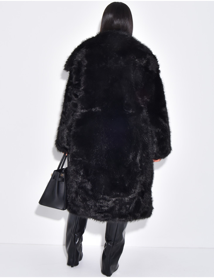 Langer Oversize-Mantel aus Kunstfell