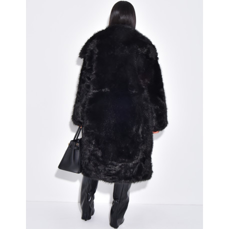 Langer Oversize-Mantel aus Kunstfell