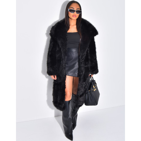 Langer Oversize-Mantel aus Kunstfell