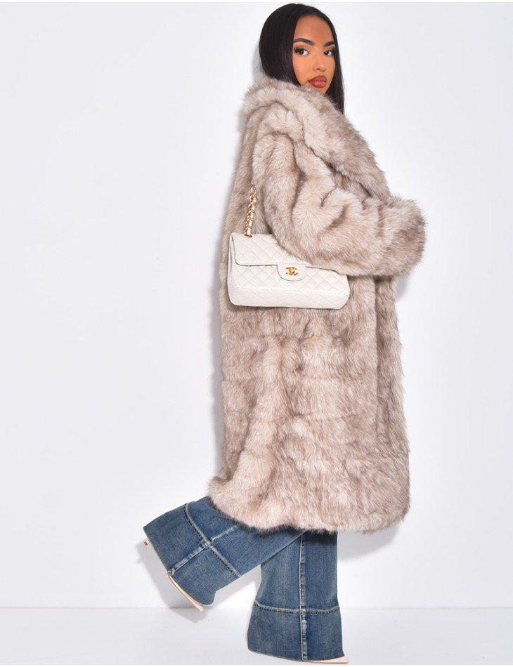 Long oversized faux fur coat