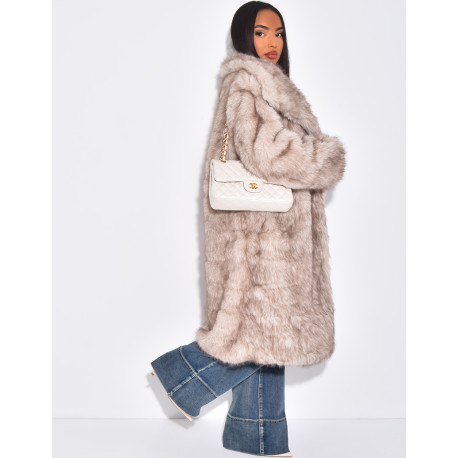 Long oversized faux fur coat