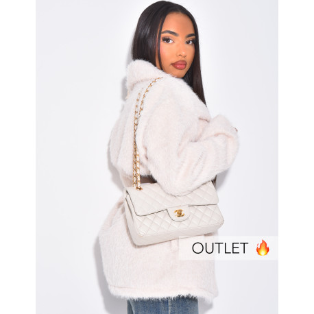 Short faux fur jacket with belt