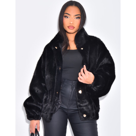 Oversized faux fur bomber jackets