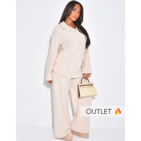 Oversized polo shirt and straight-leg trousers set