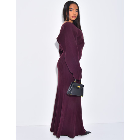 Set aus Pullover mit Puffärmeln und langem, ausgestellten Rock