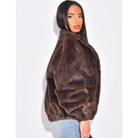 Oversized faux fur bomber jackets