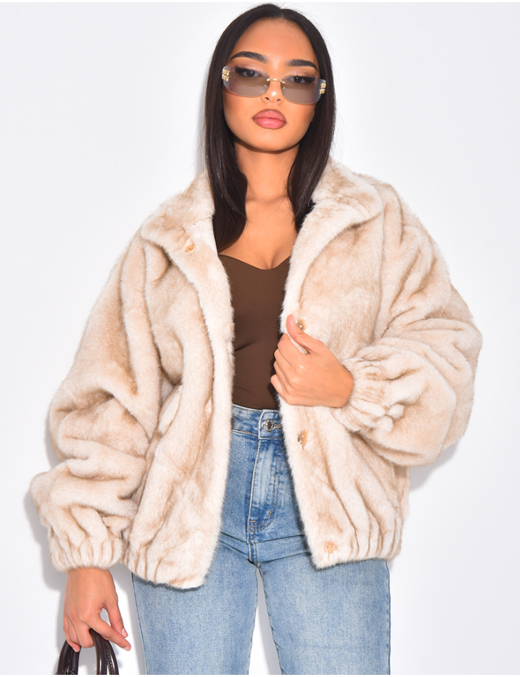 Oversized faux fur bomber jackets