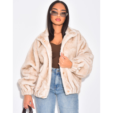 Oversized faux fur bomber jackets