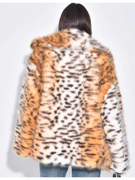 Veste oversize en fausse fourrure à motifs léopard